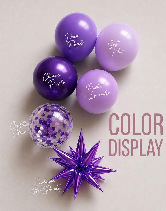 Purple Balloons Arch Kit for Birthday Party Decorations | 140Pcs Metallic Dark - Image 4