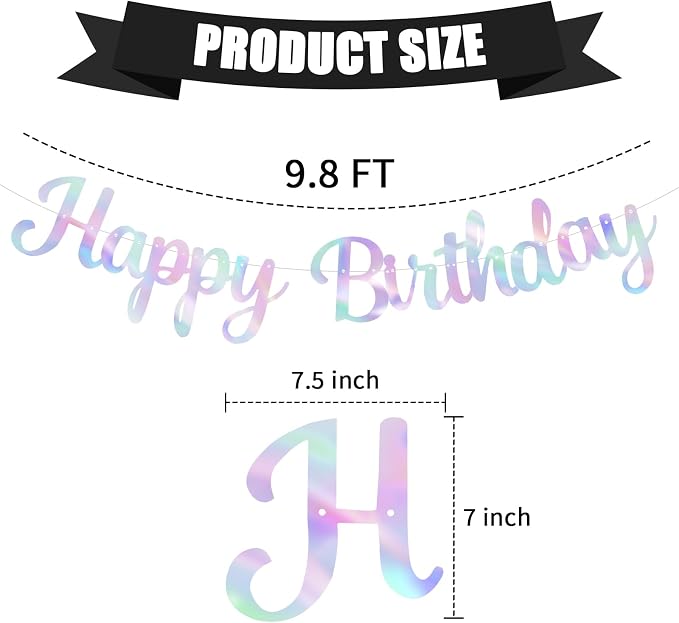 Iridescent Happy Birthday Banner - Image 6