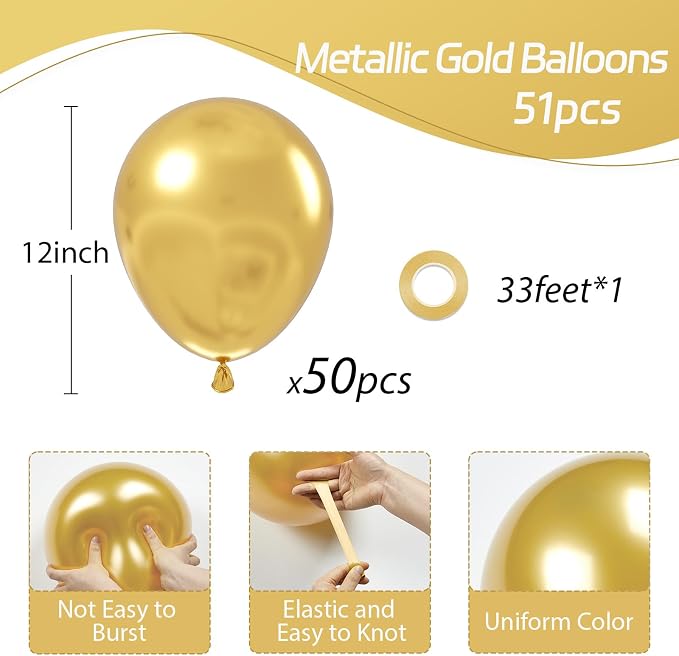 Metallic Gold Balloons 12 inch, Engagement, Birthday Party Decorations - Image 2