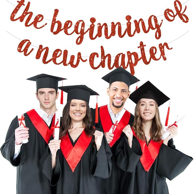 BEISHIDA Red Pre-Strung Glitter The Beginning of A New Chapter Banner | - Image 4