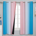 Pink and Blue Curtains 63 Inch Length 2 Panels, Ombre Total Blackout Curtains by ESTELARTEXTILER