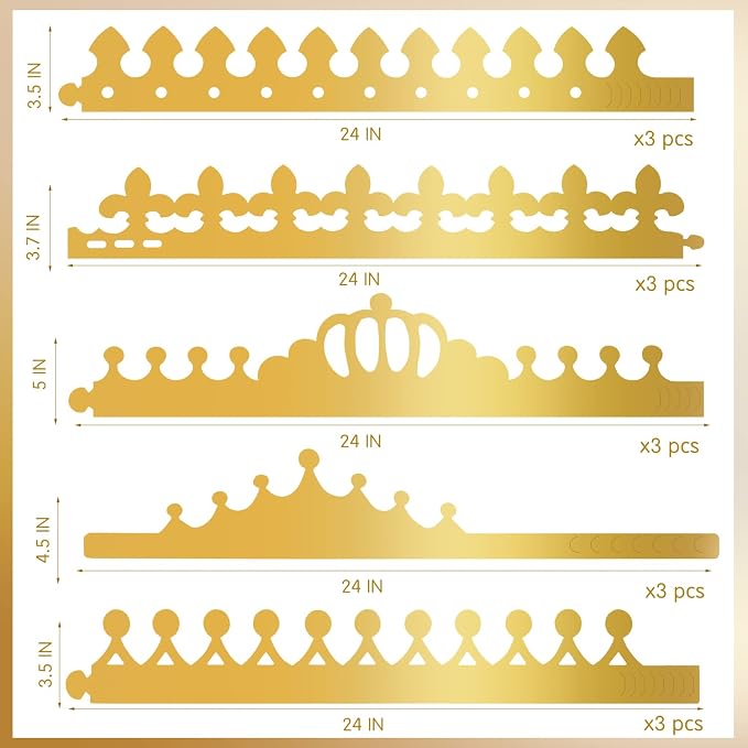 Gold Paper Crowns, Diy Birthday King Crowns Craft to Decorate, Paper Prince - Image 4