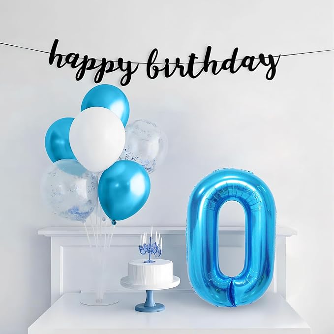 Blue 0 Number Balloon, 40 Inch, Premium Mylar, - Image 5