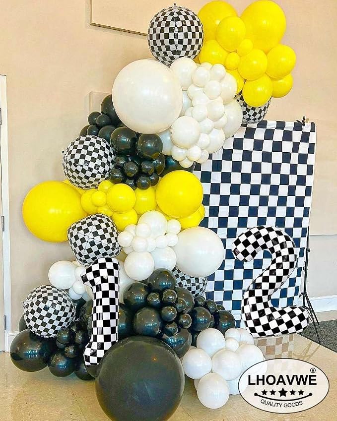 Checkered Number 9 Balloons 40 Inch Giant Race Car Checkered 9 Balloons - Image 4