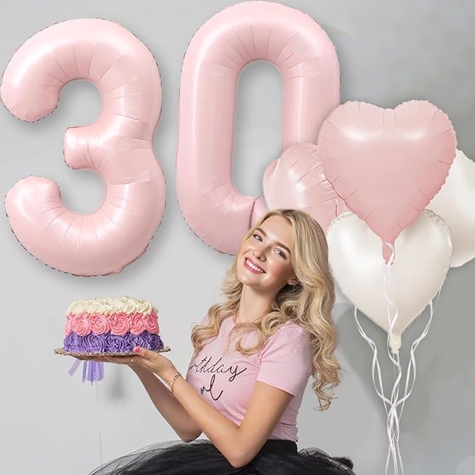 Pink 42 Balloon Number Pastel Pink 42th Birthday Party Decorations - Image 4
