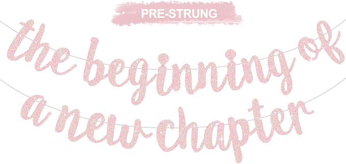 BEISHIDA Light Pink Pre-Strung The Beginning of A New Chapter Banner | Glitter by Beishida