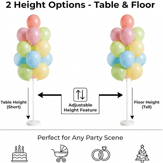 Balloon Column Kit Set of 2, Anti-Tip Sand-Fill Base Balloon Tower Stand - Image 3