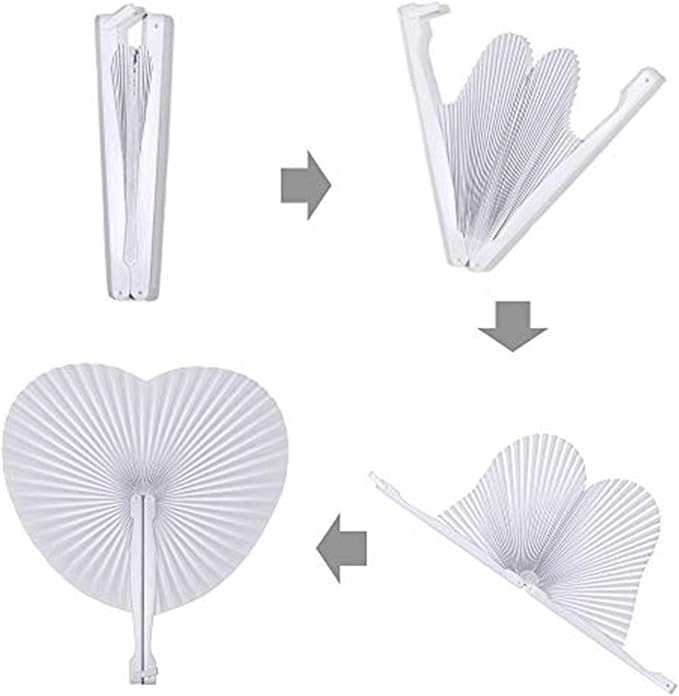 20 Pieces Silver Heart Paper Fans | Foldable Handheld Fans - Image 6
