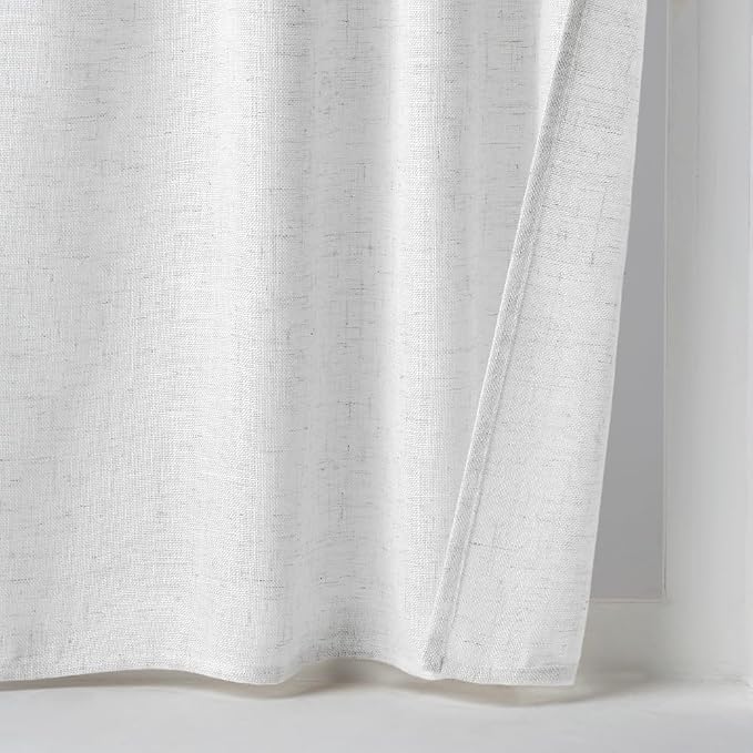 MIULEE Bleached Linen Kitchen Curtains 30 Inches Length 2 Panels Farmhouse | - Image 7