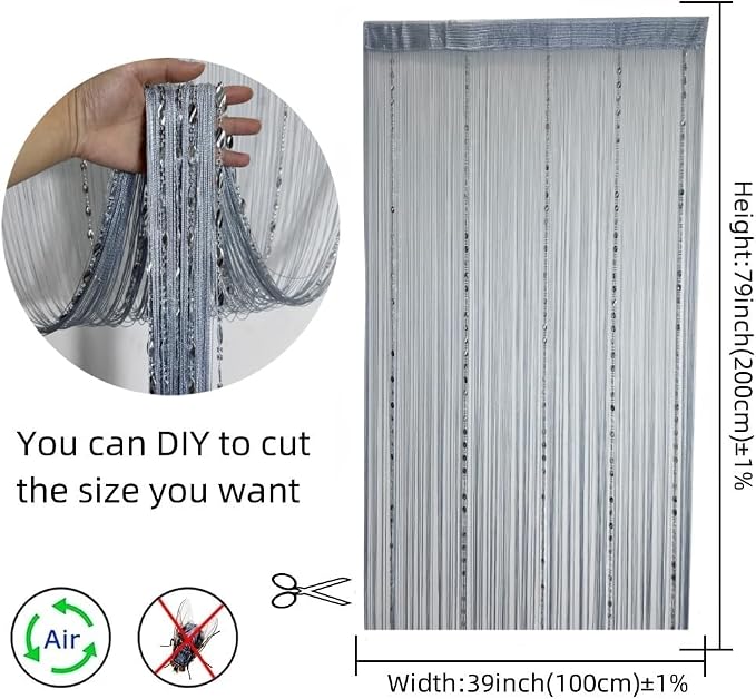 ave split 100cmX200cm Decorative Door String Curtain Beads Wall Panel Fringe - Image 2
