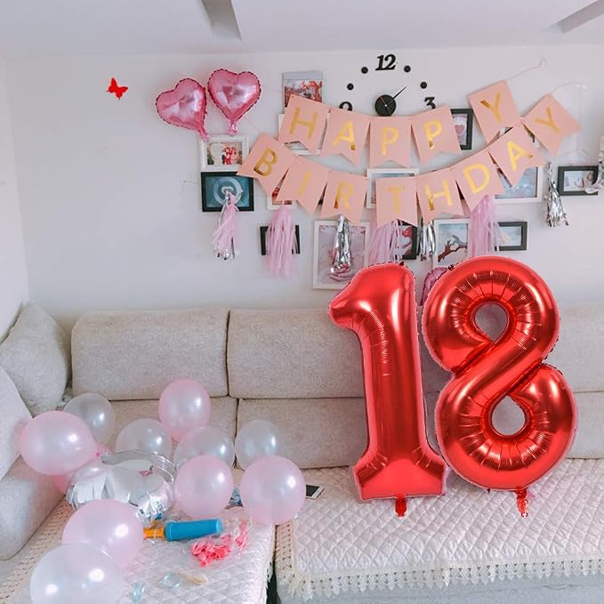 TONIFUL 40 Inch Red Number 6 Balloons Large Foil 6th Birthday Decorations | Red - Image 5