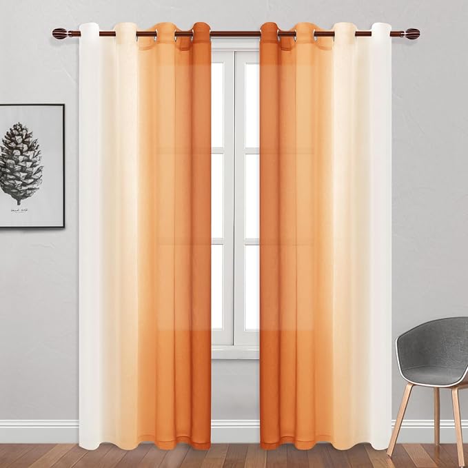 DWCN Faux Linen Ombre Sheer Curtains - Image 2