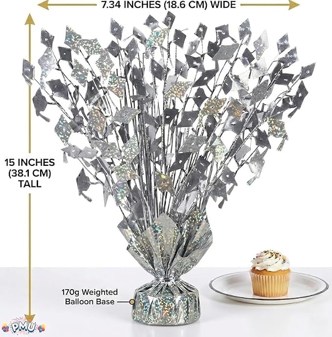 PMU 6 Pcs Silver Graduation Balloon Weights, Graduation Centerpieces - Image 4