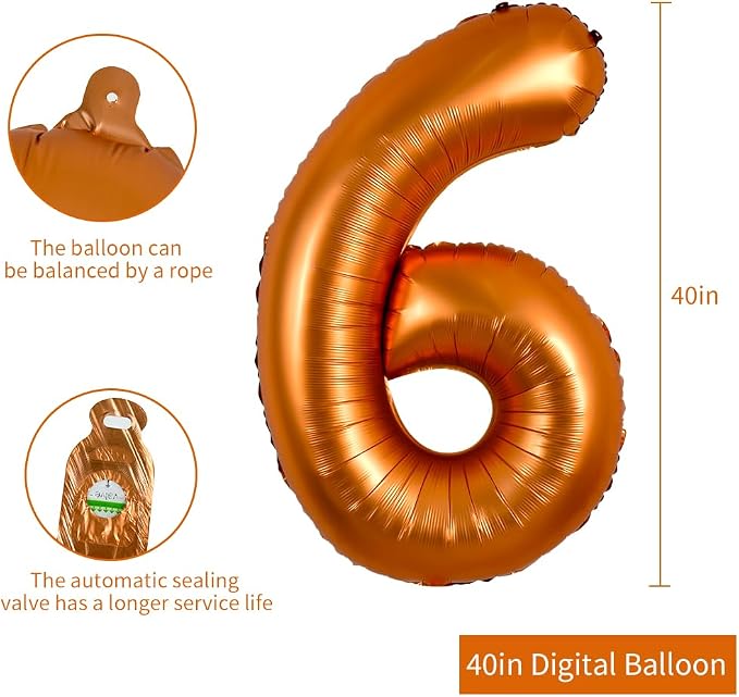 TONIFUL 40 Inch Orange Large Numbers Balloon 0-9 Birthday Party Decorations - Image 2