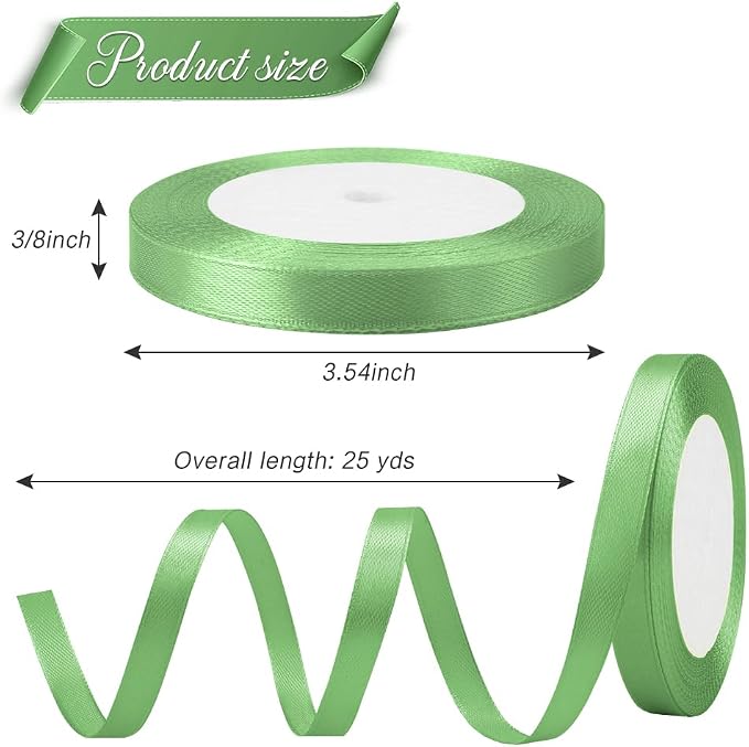 Sage Green Ribbon 3/8 in 25 Yards Holiday Ribbons - Image 2