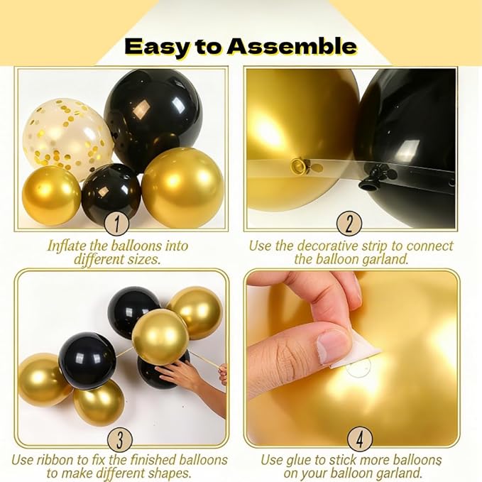 Black And Gold Balloon Arch Kit - Image 3