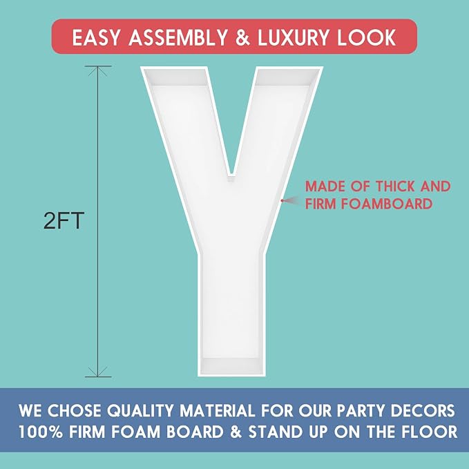 2FT Letter Y Mosaic Balloon Frame Letter DIY Fillable Letters Kit - Image 2