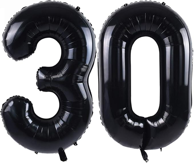 TONIFUL 40 Inch Black Number 30 Balloon Large Foil 30th Birthday Decoration | by TONIFUL