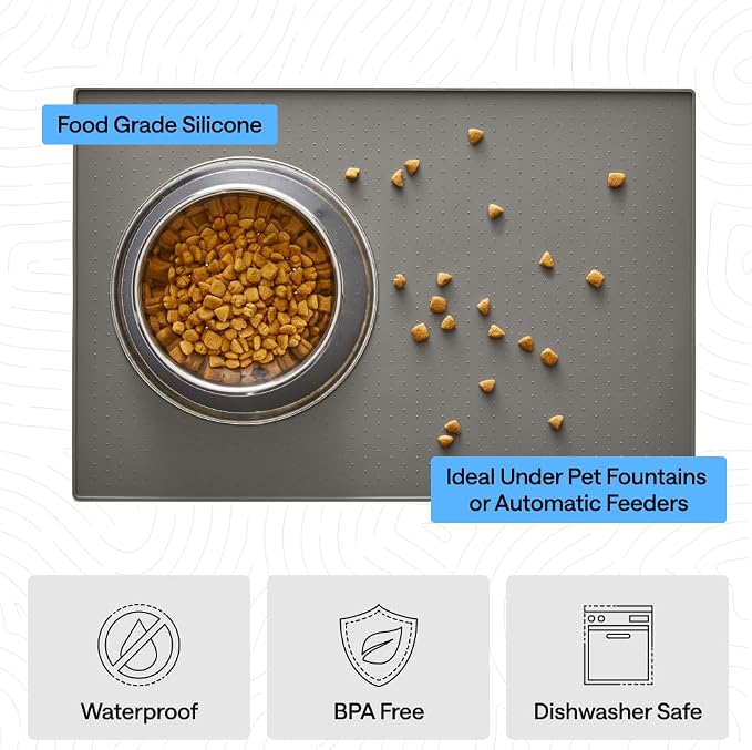 GORILLA GRIP 100% Waterproof Raised Edge BPA Free Silicone Pet Feeding Mat - Image 5