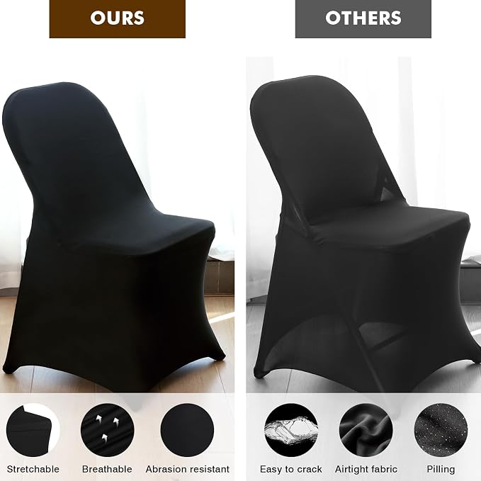 Fixwal 36 Pcs Black Folding Chair Covers Spandex Stretch Slipcover | Spandex - Image 8