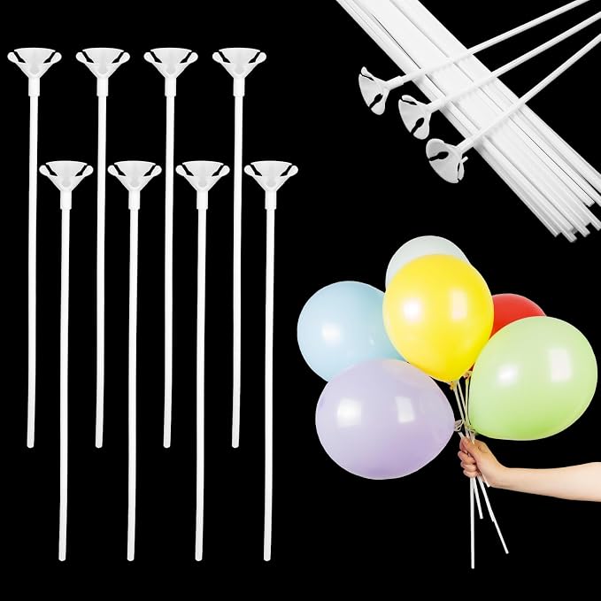 JJUNW 20 Pcs Balloon Sticks, Long Plastic Balloon Sticks by Unknown