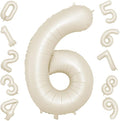 40 Inch Cream Number 6 Balloon, Digital 6 Cream White Giant 6 Foil Balloon by BIAPIAN
