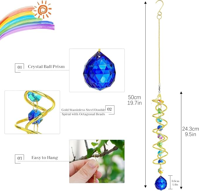 Crystal Gazing Ball Wind Spinner Suncatcher - Image 3