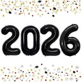42 Inch 2026 Black Foil Number Balloons by GOER