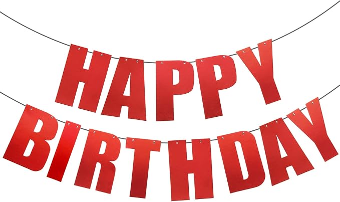 Happy Birthday Banner for Birthday Party Decorations Red by MEETINGU