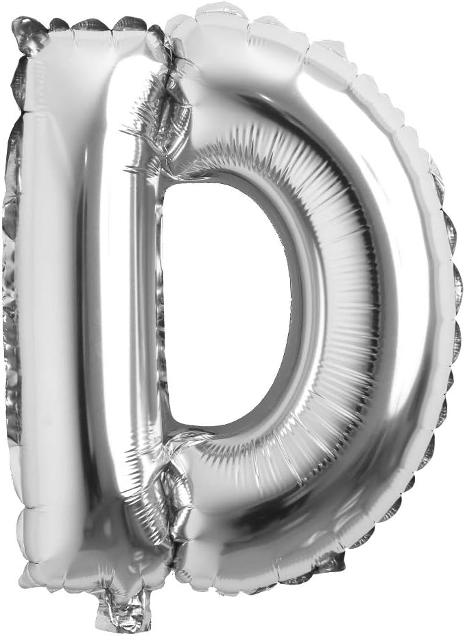 16" inch Single Silver Alphabet Letter number Balloons Aluminum Hanging Foil by REIANS