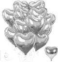Silver Heart Balloons, 18inch Bright Silver Heart Shaped Foil Balloons 12Pcs by Wuhetyo