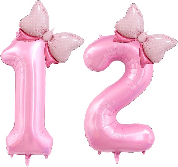 40 inch Number Balloon with Bow Pink Birthday Number Balloon by OIBUTUR