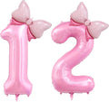 40 inch Number Balloon with Bow Pink Birthday Number Balloon by OIBUTUR