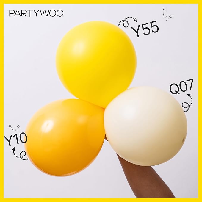 PartyWoo Yellow Balloons 100 pcs 10 Inch Matte Yellow Latex Helium Balloons - Image 4