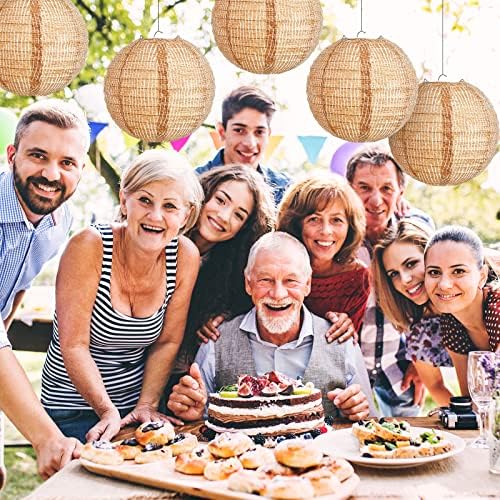 24 Pcs Print Burlap Paper Lanterns Round Chinese Paper Lanterns Farmhouse Boho - Image 5