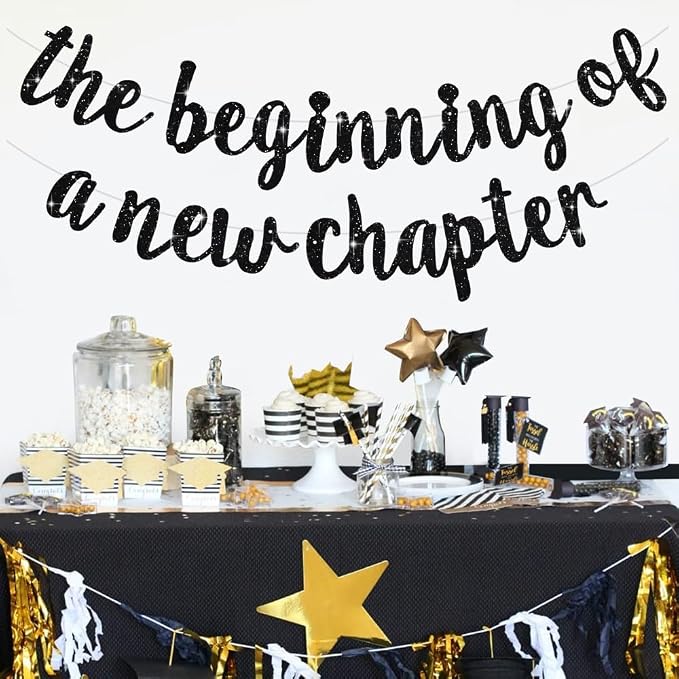 BEISHIDA Black Pre-Strung Glitter The Beginning of A New Chapter Banner | - Image 6