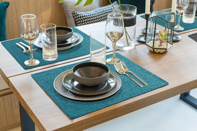 Faux Cotton Linen Placemats Set of 4, Cloth Washable Farmhouse Dining Table Mats - Image 8
