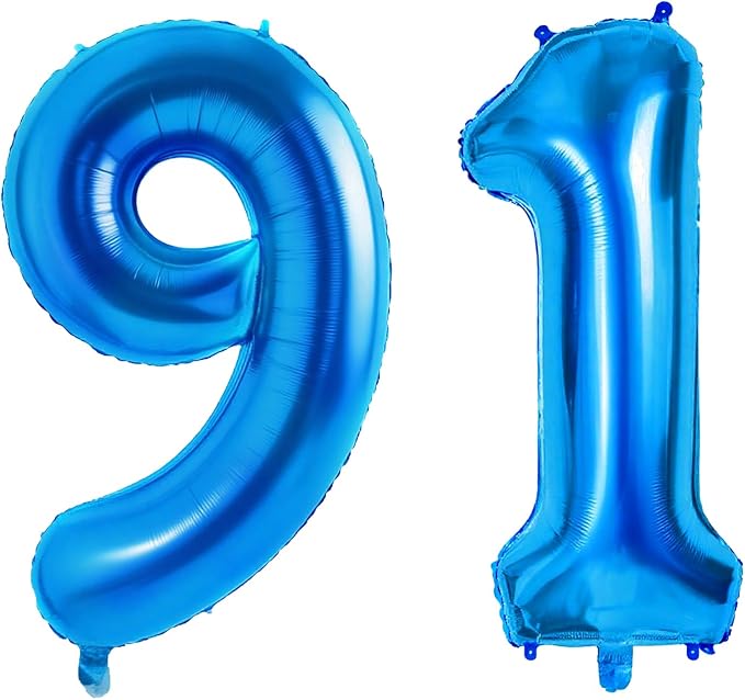 Number 91 Balloons for 91st Birthday Party Decorations, 0-100 Large No.91 by Joycard