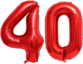 Red 40 Number Balloons, 40 Inch 40 Balloons Foil Mylar Helium Big Red 40 by BBPOOL