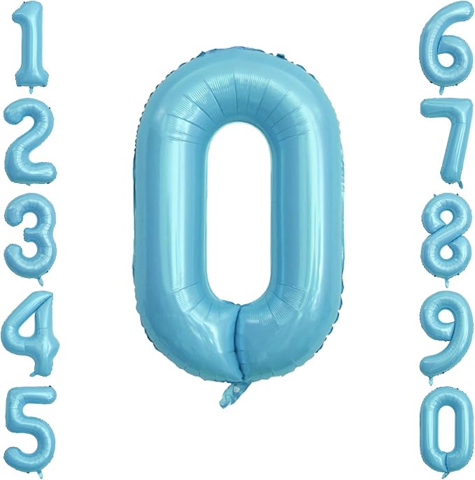 Pearlescent Blue Number 0 Balloon 40 Inch, Giant Light Blue Foil Number 0 by Unknown