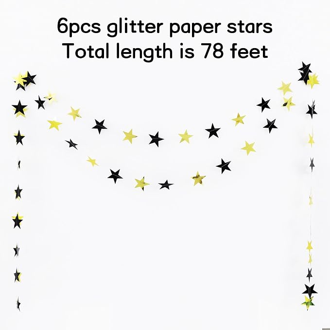 BEISHIDA Black Gold Star Garland Decor Twinkle Star Banner Backdrop 2026 - Image 2
