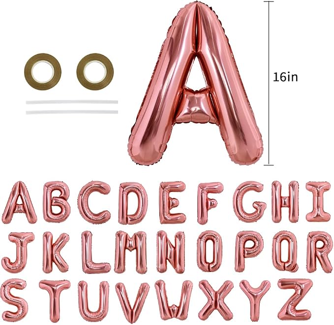 TONIFUL Rose Gold Letter Balloons 2 Set 16 Inch A-Z Custom Alphabet Banner | 52 - Image 2
