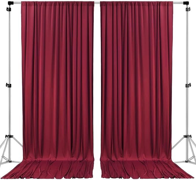 AK TRADING CO. 10 feet x 10 feet Polyester Backdrop Drapes Curtains Panels with Rod Pockets - Wedding Ceremony Party Home Window Decorations - Burgundy (DRAPE-5x10-BURGUNDY)