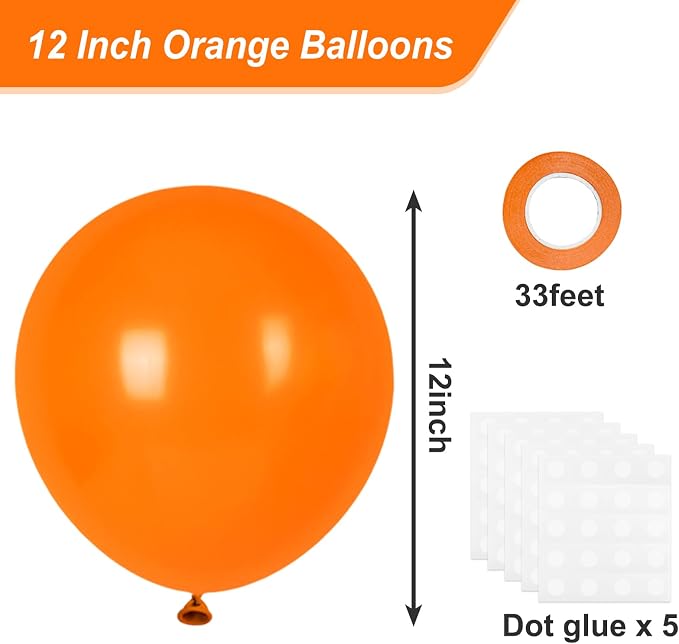 RUBFAC Orange Balloons 120pcs 12 Inches Latex Balloons - Image 2