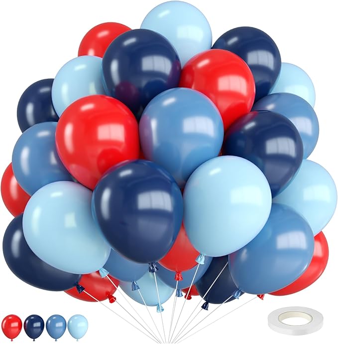 Red and Blue Balloons, 12 Inch Navy Blue Macaron Blue and Dark Blue by FEYG