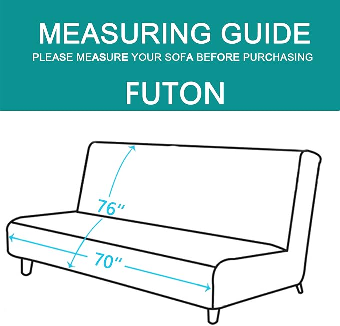 U-NICE HOME Futon Sofa Covers 68''Armless Couch Cover, Coffee/Beige | Washable - Image 4