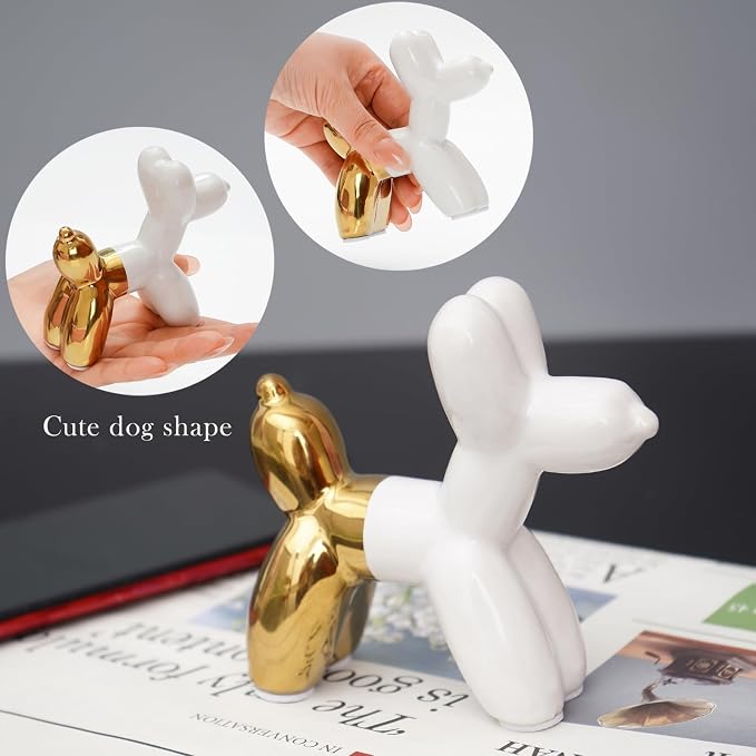 Notakia Cute Ceramics Balloon Dog Statue Crafts Living Room Desktop Decorations - Image 5