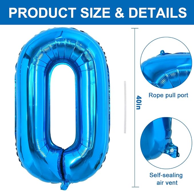 TONIFUL 40 Inch Large Blue Letter O Foil Balloons Alphabet Balloons | Giant - Image 2