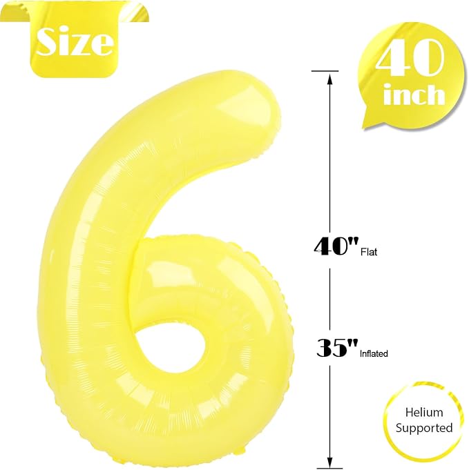 Yellow Number 6 Balloon 40 Inch - Image 5