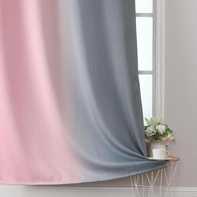 Pink and Grey Blackout Curtains 108 Inches Long, Thermal Insulated Drapes - Image 6